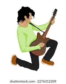 Guitar players are reacting with a white background