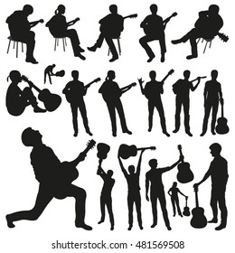 Guitar Players Vector Silhouettes