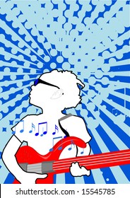 guitar playing cool kid vector