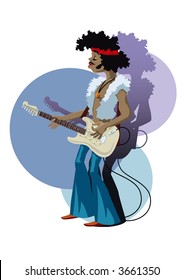 Guitar playing rock and roll star. Vector EPS-File.