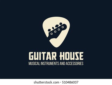 Guitar In Plectrum Shape Logo