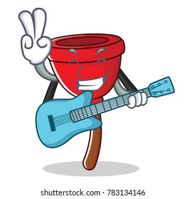 With guitar plunger character cartoon style