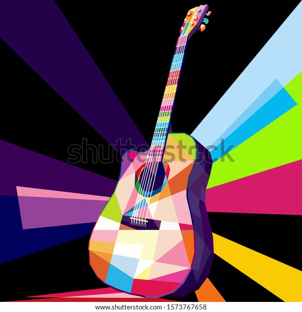 Guitar Pop Art, WPAP design, Pop Art Style from Indonesia