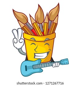 With guitar pot pencil isolated with the mascot