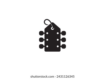 guitarra con logotipo de etiqueta de precio. venta tienda símbolo de música icono diseño