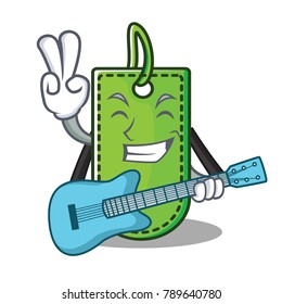With guitar price tag mascot cartoon