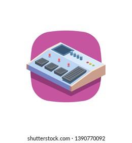 Guitar processor illustrate icon, 3d vector design. Color flat palette.