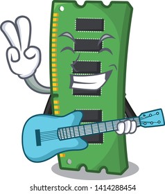 With guitar RAM memory card in PC character