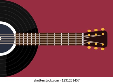 guitar and record vinyl
