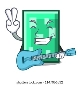 With guitar rectangle mascot cartoon style