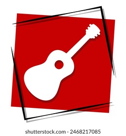 guitar red banner. Vector illustration.