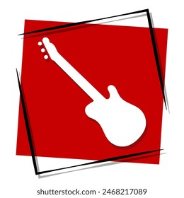 Anuncio rojo de guitarra. Ilustración vectorial.