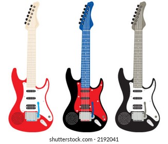 guitar, red guitar, black guitar, blue guitar