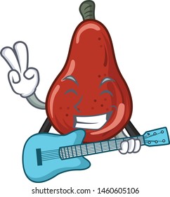 With guitar red pears isolated in the mascot