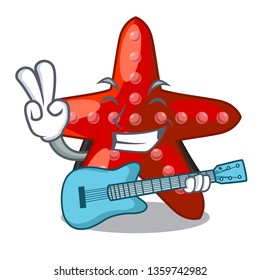 With guitar red starfish in the cartoon shape