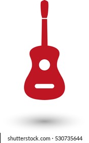 Guitar - red vector  icon with shadow