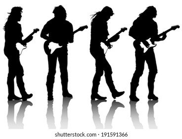 Guitar rock band on a white background