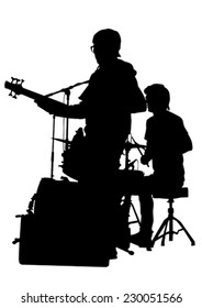 Guitar rock band on a white background