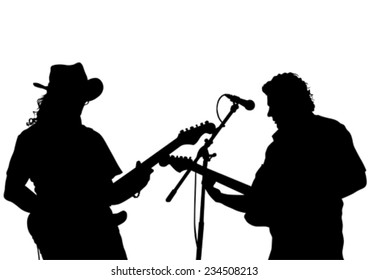 Guitar rock band on a white background