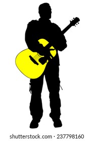Guitar rock band on a white background