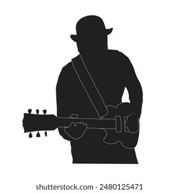 Guitar rock music man flat shadow 