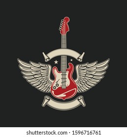 Guitar Rock Music Wings Illustration