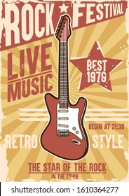 guitar rock retro banner for festival