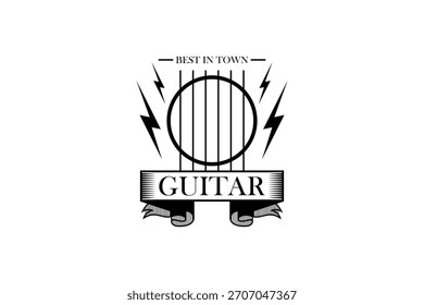 Guitar rock and roll logo design