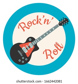 Guitar for rock and roll. Vector stock illustration. Rock'n' roll icon.