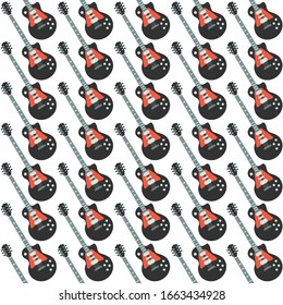 Guitar for rock and roll. Vector stock illustration. Seamless pattern.