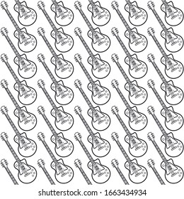 Guitar for rock and roll. Vector stock illustration. Seamless pattern.