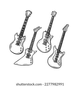 Guitar rock vector illustration design with hand drawn style concept