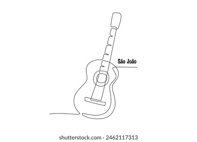 Guitar for sao joao. Sao joao concept one-line drawing