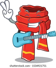 With guitar scarf cartoon with the character shape