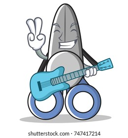 With guitar scissor character cartoon style