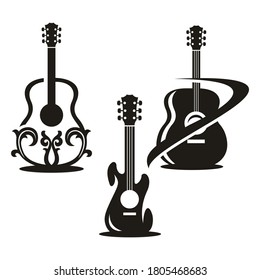 Guitar Set Collection Musical Creative Design Logo