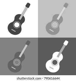 Guitar set icon vector. Vector icon on white-grey-black color.