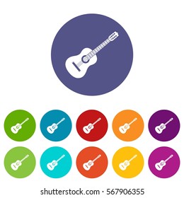 Guitar set icons in different colors isolated on white background