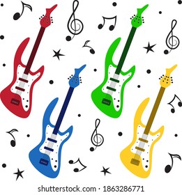 Guitar set isolated icons. Vector illustration