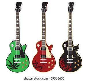 Guitar Set With Ornaments Vector isolated illustration