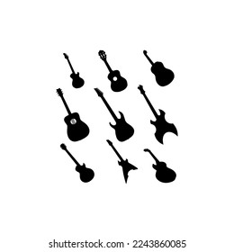 guitar set silhouette collection icon