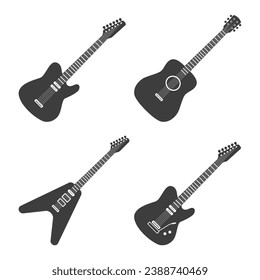 Guitar set. Vector flat illustration. White background.