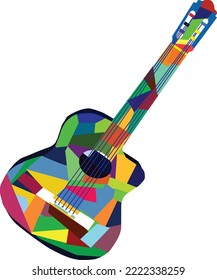 Guitar en conjunto en wpap estilo de arte pop para la actividad musical icono de fondo o imagen aislada