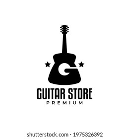guitar in the shape of the letter g, perfect for musical instrument shop logos or anything related to music and guitars.