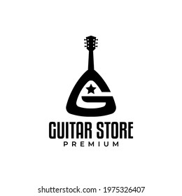 guitar in the shape of the letter g, perfect for musical instrument shop logos or anything related to music and guitars.