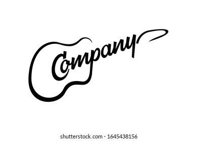 Guitar shape lettering a logo design, template 