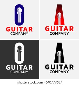 Guitar Shape Logo With Alphabet A and O