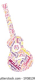 Guitar Shaped Music Concept Word Cloud