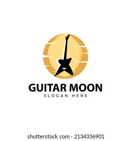Guitar shaped plectrum logo Electric Guitar Logo yellow circle icon Music shop design element template