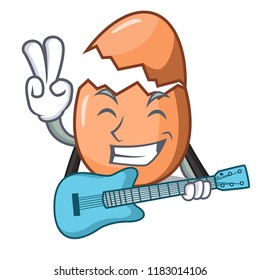 With guitar shell of broken egg on the mascot